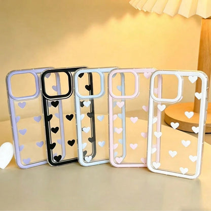 1pc Transparent Solid Color Heart Shape Pattern TPU Shockproof Protective Phone Case, Compatible With IPhone 17 Pro Max/17/16/15 Pro Max/15 Plus/15 Pro/15/14 Pro Max/14 Plus/14 Pro/14/13 Pro Max/Pro M