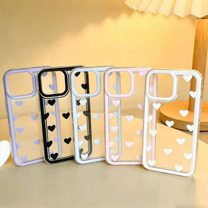 1pc Transparent Solid Color Heart Shape Pattern TPU Shockproof Protective Phone Case, Compatible With IPhone 17 Pro Max/17/16/15 Pro Max/15 Plus/15 Pro/15/14 Pro Max/14 Plus/14 Pro/14/13 Pro Max/Pro M