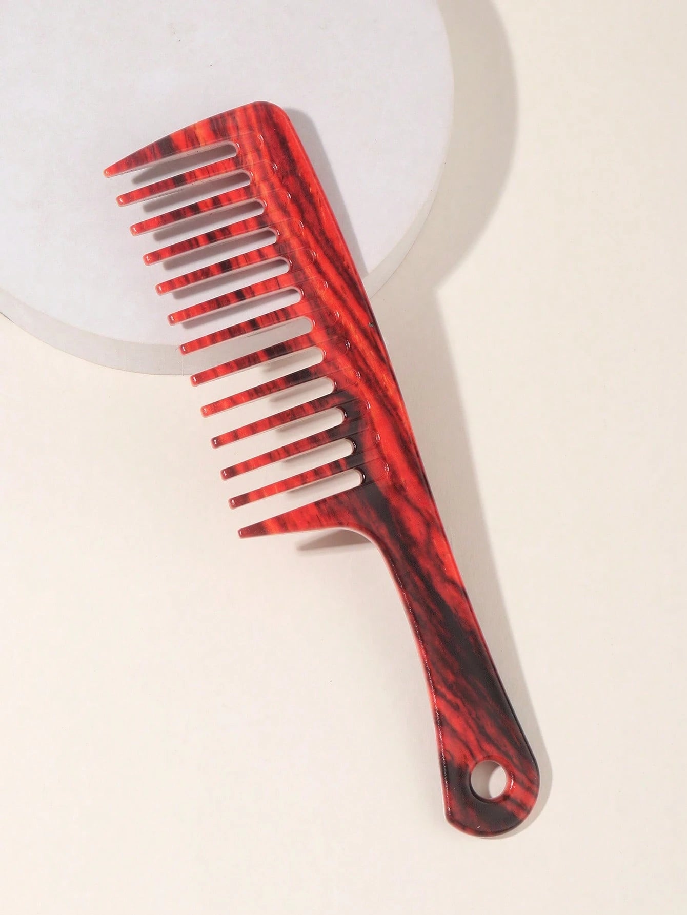 1pc Tropical Printed Wide Tooth Hair Comb With Handle, Plastic Detangling Hair Comb, Anti Static Hairdressing Styling Tool For Curly Thick Long Hair, Portable Hair Grooming Accessory For Women Daily H