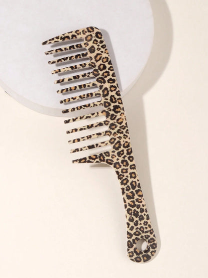 1pc Tropical Printed Wide Tooth Hair Comb With Handle, Plastic Detangling Hair Comb, Anti Static Hairdressing Styling Tool For Curly Thick Long Hair, Portable Hair Grooming Accessory For Women Daily H
