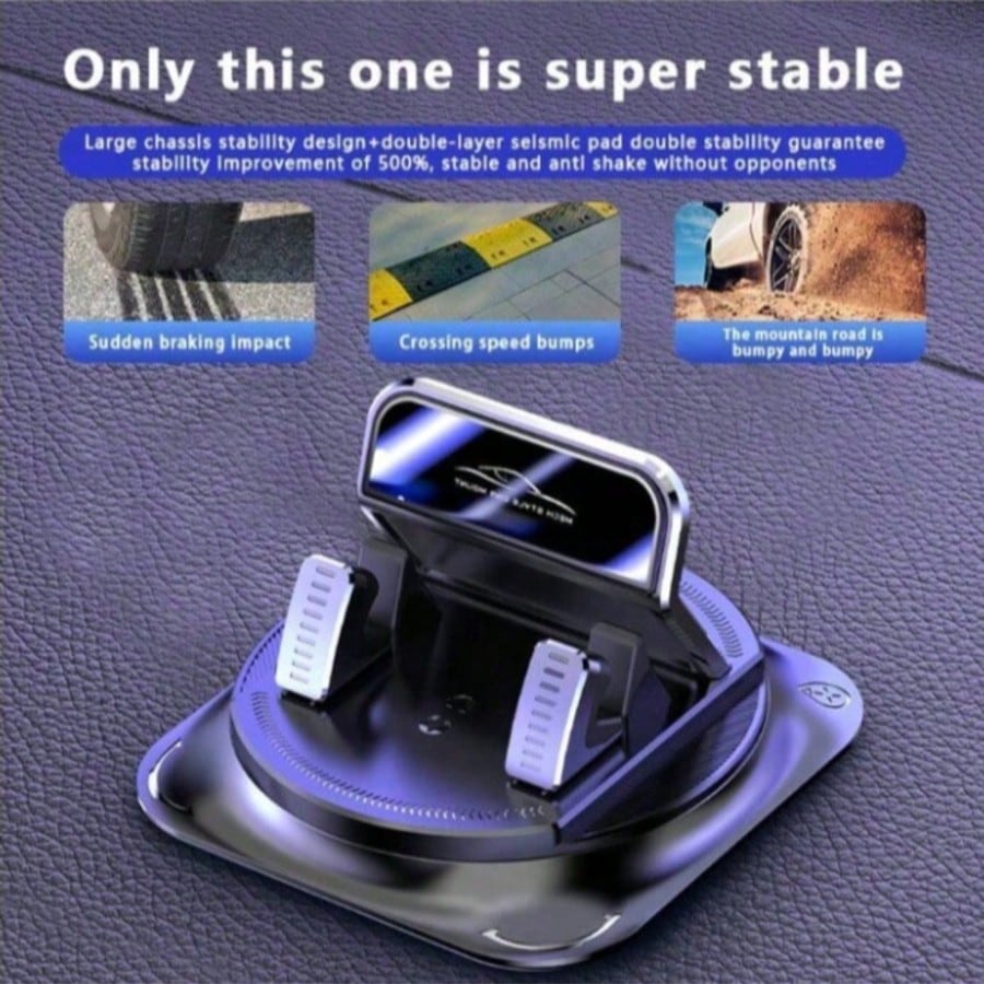1pc Ultra-Stable 360° Rotating Car Phone Holder, With Non-Slip Silicone Base, Shock-Absorbing Bracket, Suitable For Dashboard Navigation (All Phone Models), Car Accessories
