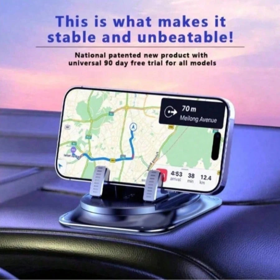 1pc Ultra-Stable 360° Rotating Car Phone Holder, With Non-Slip Silicone Base, Shock-Absorbing Bracket, Suitable For Dashboard Navigation (All Phone Models), Car Accessories