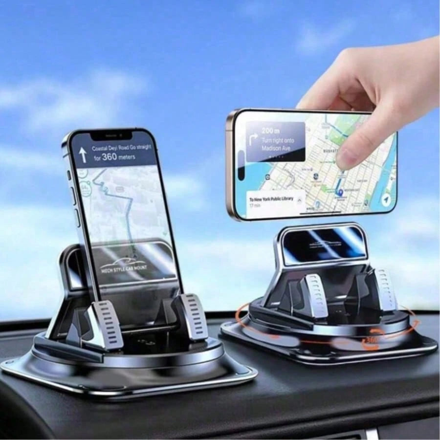 1pc Ultra-Stable 360° Rotating Car Phone Holder, With Non-Slip Silicone Base, Shock-Absorbing Bracket, Suitable For Dashboard Navigation (All Phone Models), Car Accessories