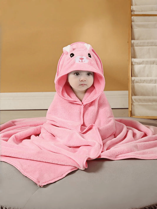 1pc Unisex Baby Animal Face Hooded Towel, Unique Animal Design Infant Hooded Towel, Super Soft Newborn Bath Towel, Essential Baby Hooded Towel, Coral Fleece Cartoon Children Hooded Cloak Bath Towel, S