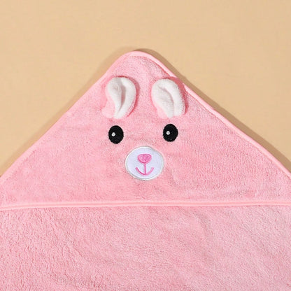 1pc Unisex Baby Animal Face Hooded Towel, Unique Animal Design Infant Hooded Towel, Super Soft Newborn Bath Towel, Essential Baby Hooded Towel, Coral Fleece Cartoon Children Hooded Cloak Bath Towel, S