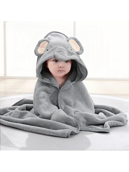 1pc Unisex Baby Animal Face Hooded Towel, Unique Animal Design Infant Hooded Towel, Super Soft Newborn Bath Towel, Essential Baby Hooded Towel, Coral Fleece Cartoon Children Hooded Cloak Bath Towel, S