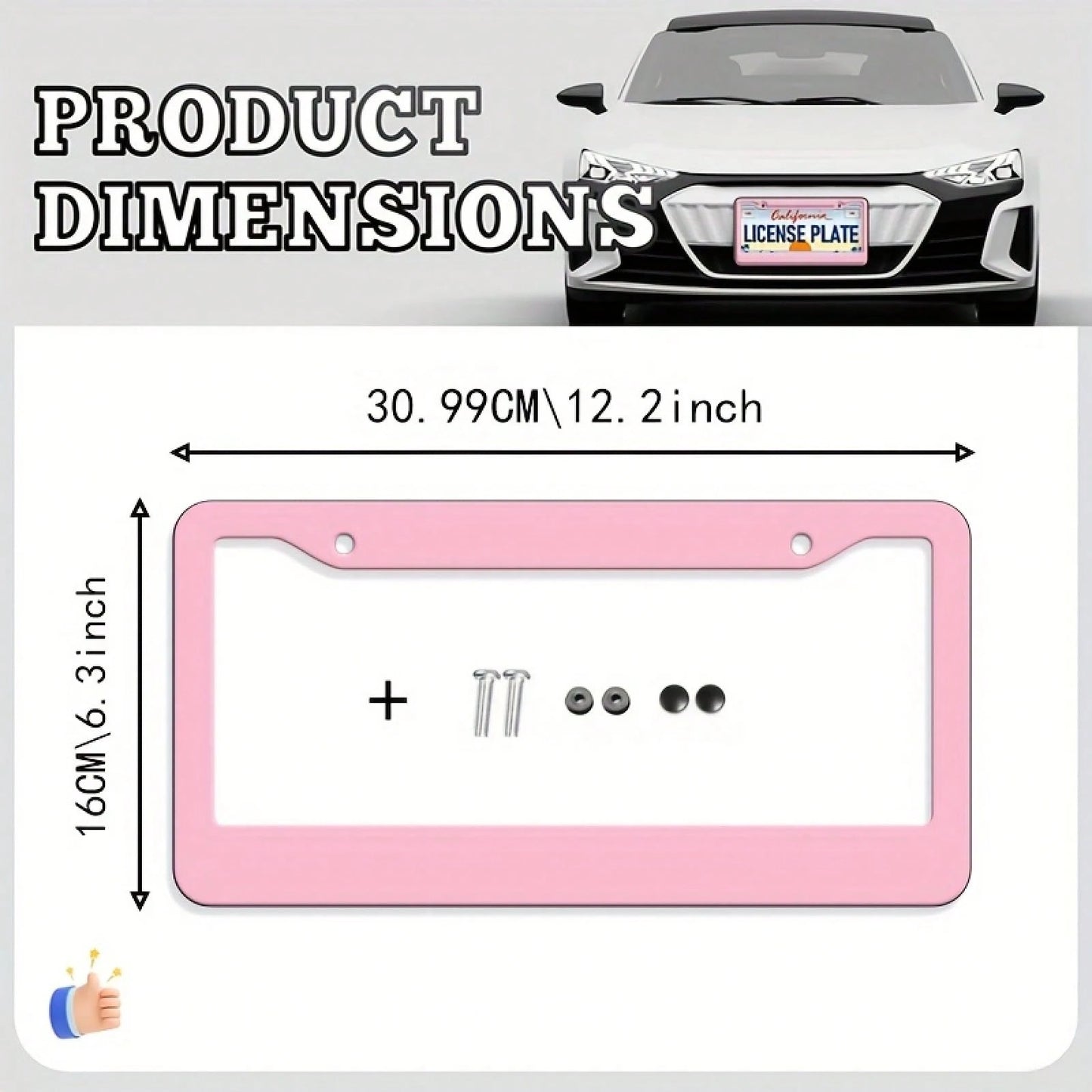 1Pc Unisex Durable License Plate Frame,12.2*6.3Inch,Fits US & Canada Vehicles,Exterior Decor For Most Cars,Vehicle Accessory,Birthday Gifts,Valentines Gift,Car Stuff,Car Decoration,Motorcycle,Car Acce