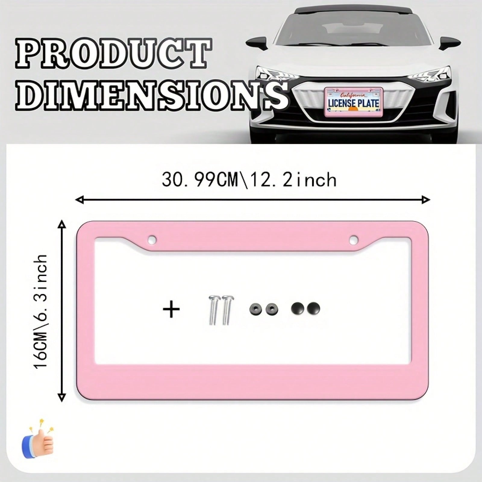 1Pc Unisex Durable License Plate Frame,12.2*6.3Inch,Fits US & Canada Vehicles,Exterior Decor For Most Cars,Vehicle Accessory,Birthday Gifts,Valentines Gift,Car Stuff,Car Decoration,Motorcycle,Car Acce