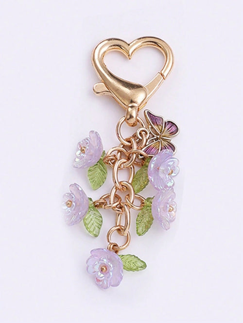 1pc Unisex Japanese Style Cute Lily Flower Keychain Pendant Minimalist Ins Style Bag Charm Car Accessories For Women Keychain For Bag