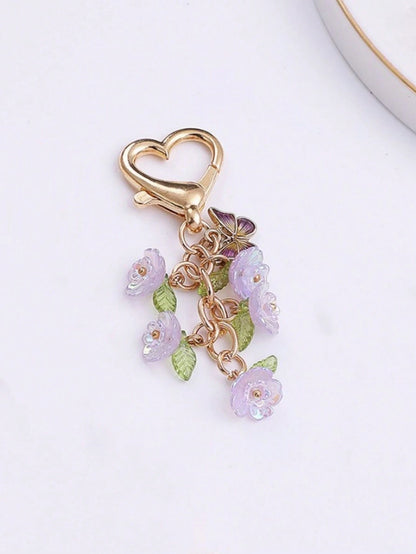 1pc Unisex Japanese Style Cute Lily Flower Keychain Pendant Minimalist Ins Style Bag Charm Car Accessories For Women Keychain For Bag