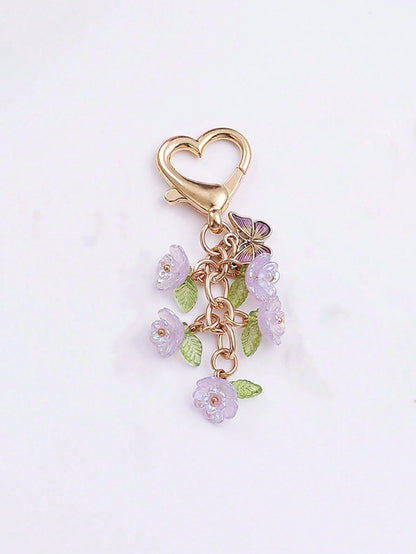 1pc Unisex Japanese Style Cute Lily Flower Keychain Pendant Minimalist Ins Style Bag Charm Car Accessories For Women Keychain For Bag