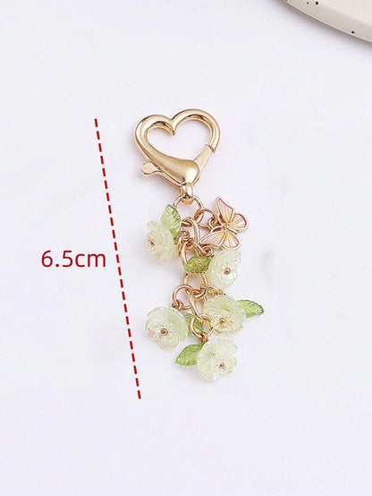 1pc Unisex Japanese Style Cute Lily Flower Keychain Pendant Minimalist Ins Style Bag Charm Car Accessories For Women Keychain For Bag