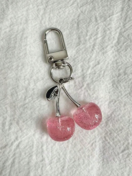 1pc Unisex Shiny Simulated Cherry Keychains Fashionable Decorative Keychain/Bag Charm Gifts For Women Valentines