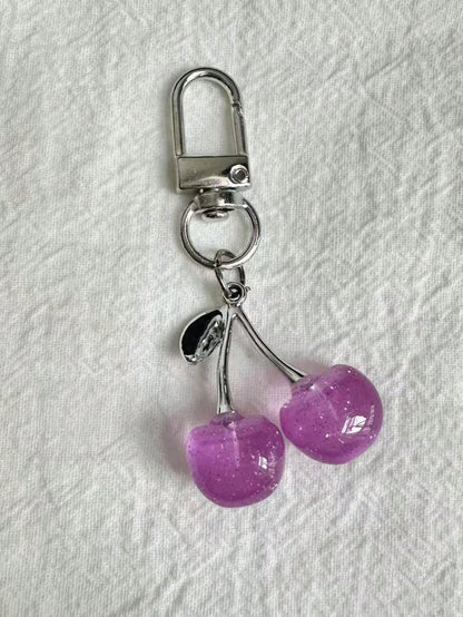 1pc Unisex Shiny Simulated Cherry Keychains Fashionable Decorative Keychain/Bag Charm Gifts For Women Valentines