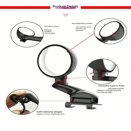 1pc Universal Car Blind Spot Wide Angle Rear View Mirror, Suitable For Trucks, Cars, Off-Road Vehicles, RVs, Front And Rear Wheel Blind Spot Mirror, Front Head Small Round Mirror, 360 Degree Right Fro