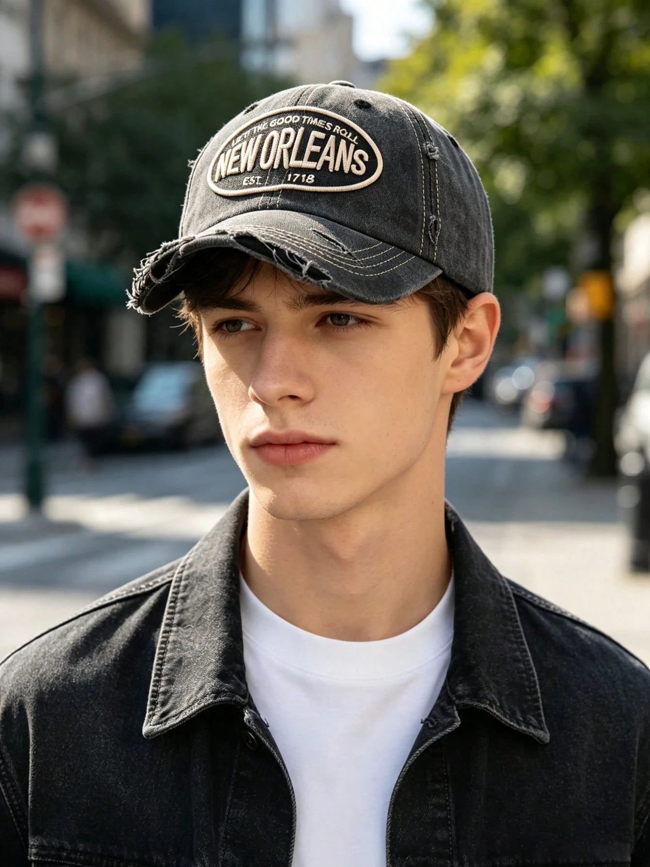 1pc Vintage Washed New Orleans Embroidered Baseball Cap, Letter Sun Hat Distressed Sun Hat, Unisex Casual Street Style, Hats, Hats For Men, Hat, Hats For Women