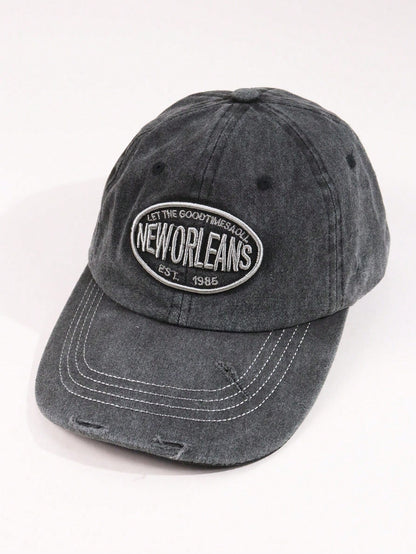 1pc Vintage Washed New Orleans Embroidered Baseball Cap, Letter Sun Hat Distressed Sun Hat, Unisex Casual Street Style, Hats, Hats For Men, Hat, Hats For Women