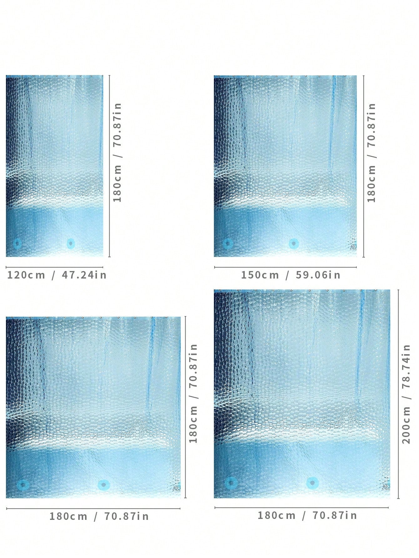 1pc Water Cube 3D Waterproof Mildew-Proof Bathroom Shower Curtain, With Steel Hooks On Top And Magnets On Bottom, Liner Included, Blue Translucent Ice Pattern Back To School Bathroom Decor
