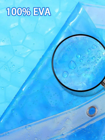 1pc Water Cube 3D Waterproof Mildew-Proof Bathroom Shower Curtain, With Steel Hooks On Top And Magnets On Bottom, Liner Included, Blue Translucent Ice Pattern Back To School Bathroom Decor