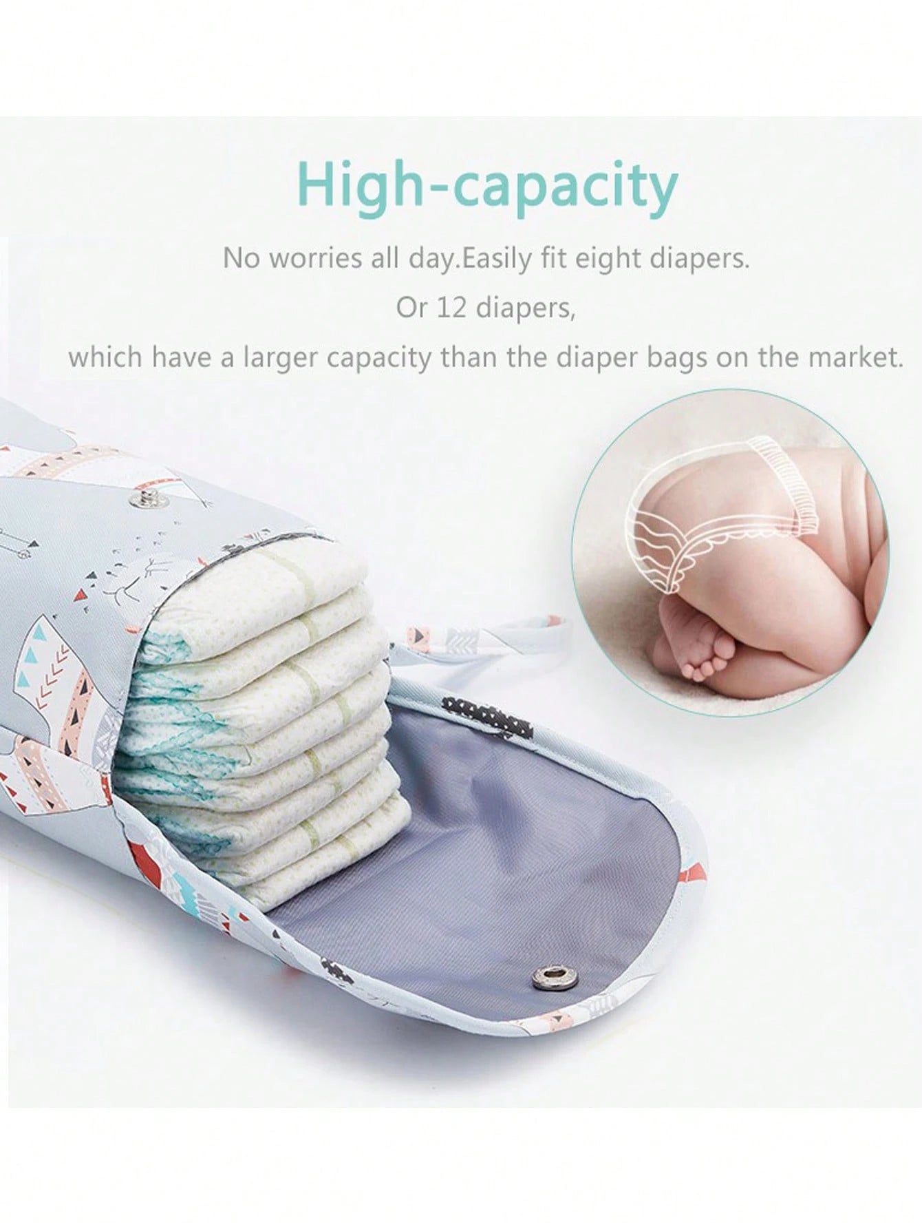 1pc Waterproof Baby Diaper Bag, Portable Diaper Storage Organizer For Diapers & Wipes