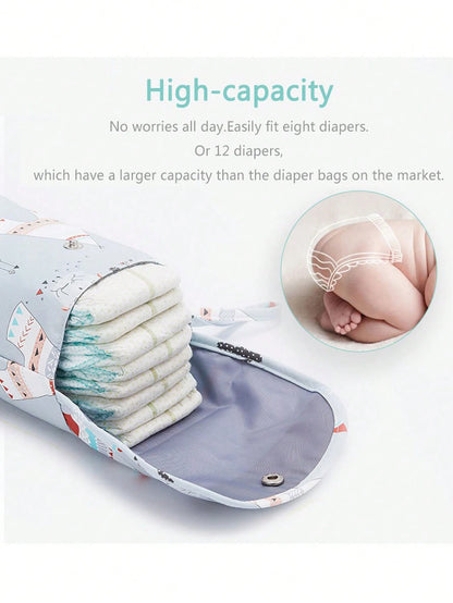 1pc Waterproof Baby Diaper Bag, Portable Diaper Storage Organizer For Diapers & Wipes