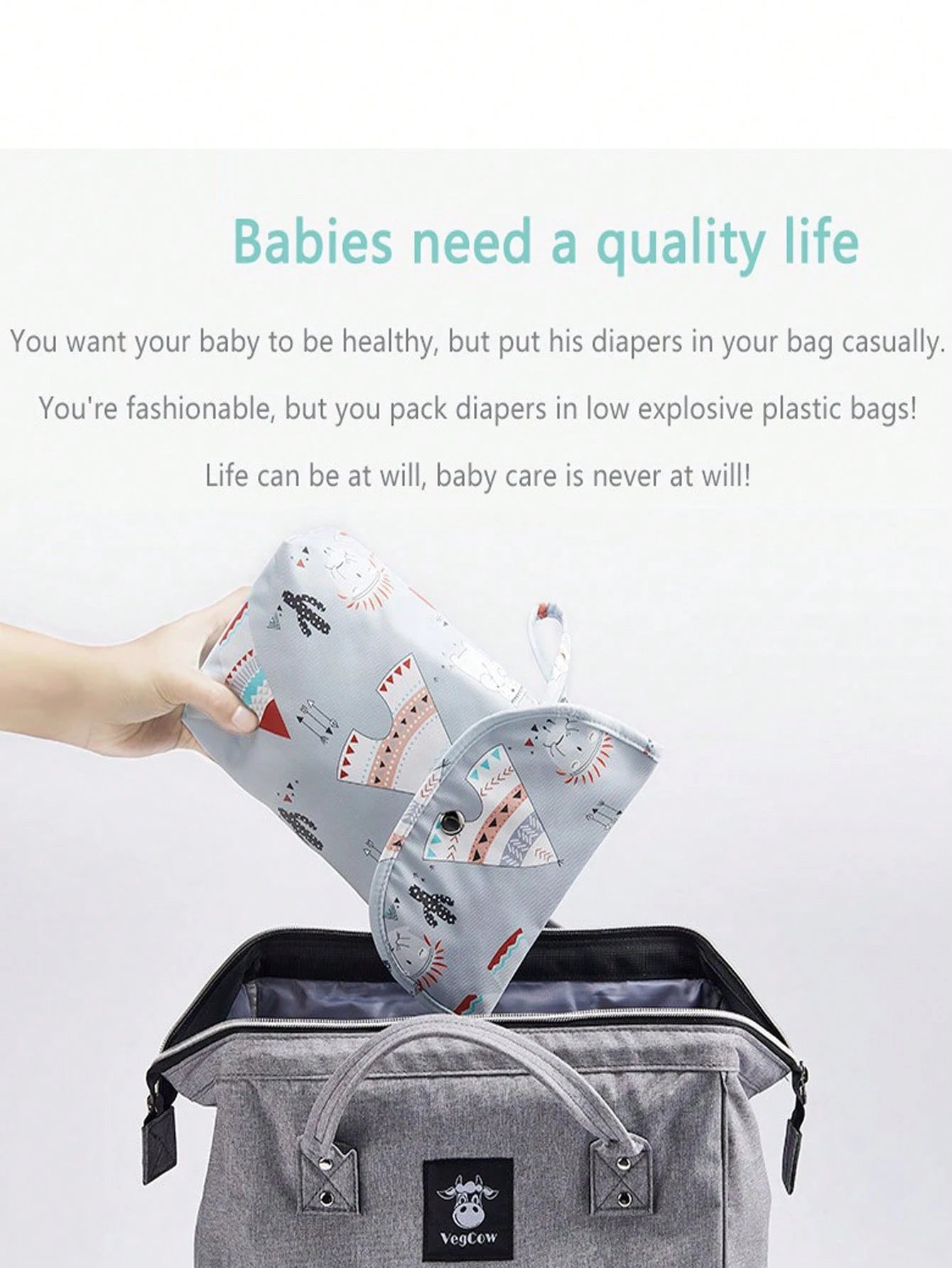 1pc Waterproof Baby Diaper Bag, Portable Diaper Storage Organizer For Diapers & Wipes