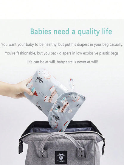 1pc Waterproof Baby Diaper Bag, Portable Diaper Storage Organizer For Diapers & Wipes