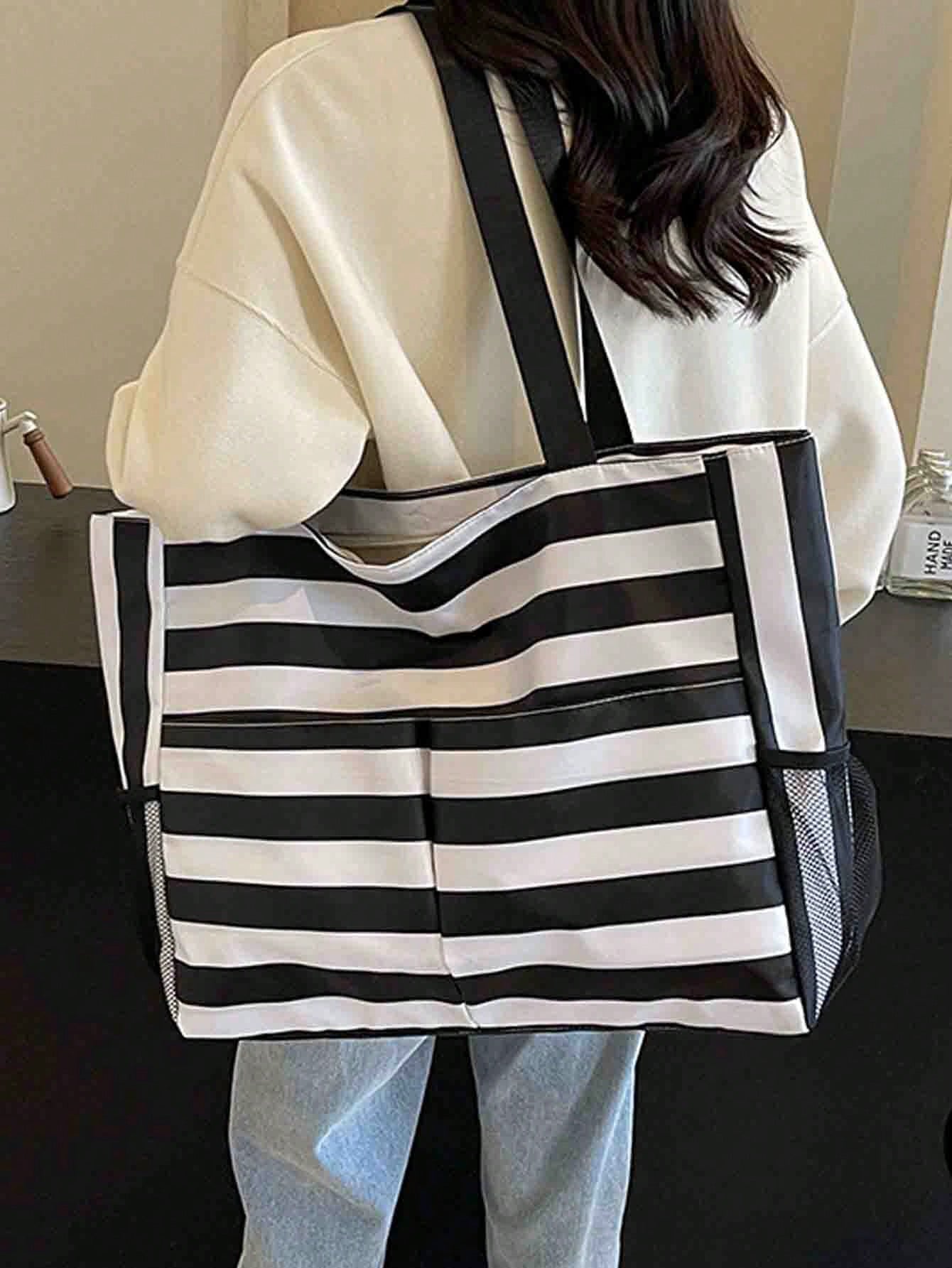 1pc Waterproof Beach Bag With Resealable Pouch And Multiple Pockets, Zipper Design, Suitable For Pool, Gym, Shopping And Travel
