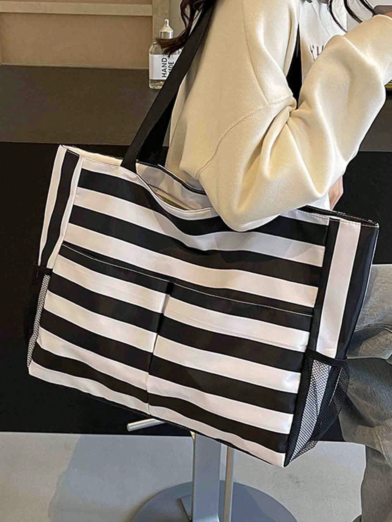 1pc Waterproof Beach Bag With Resealable Pouch And Multiple Pockets, Zipper Design, Suitable For Pool, Gym, Shopping And Travel