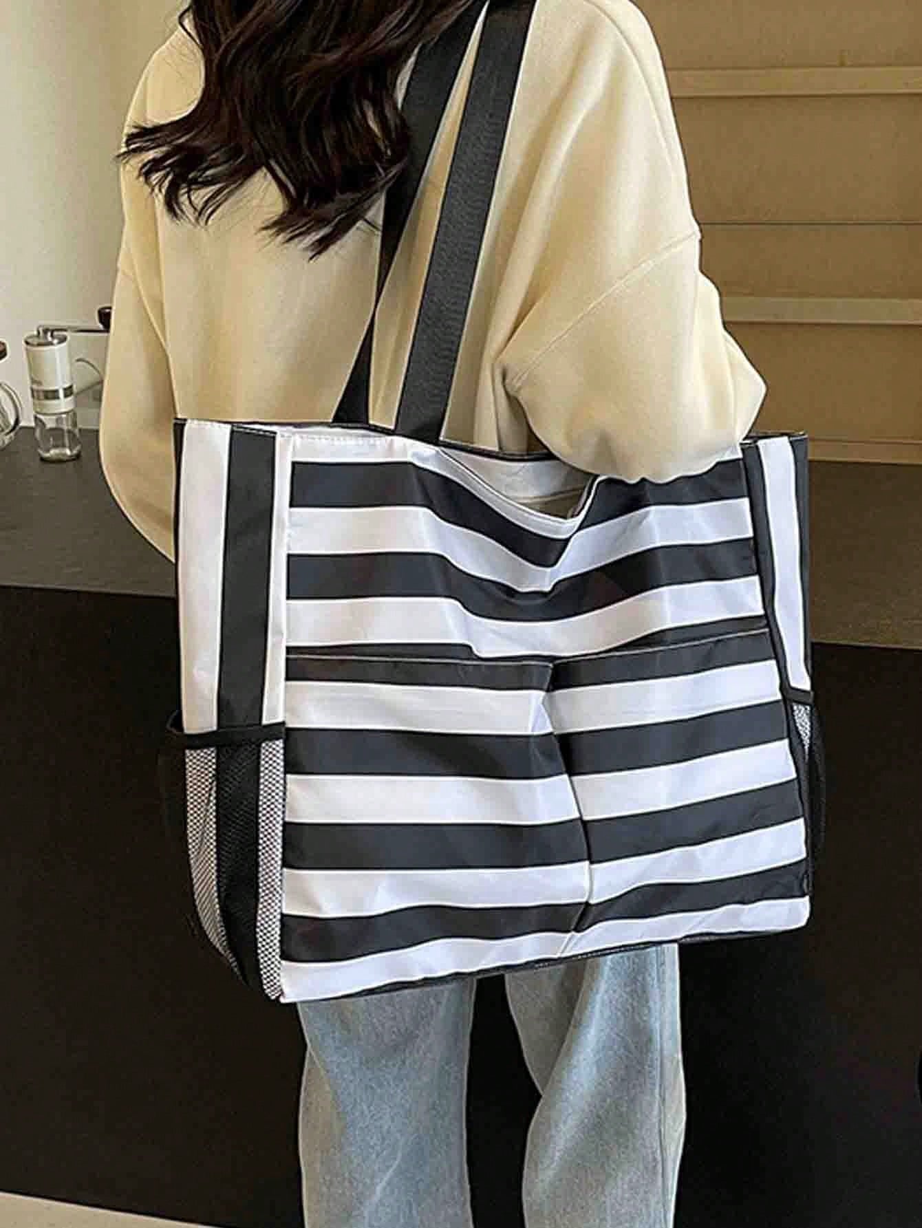 1pc Waterproof Beach Bag With Resealable Pouch And Multiple Pockets, Zipper Design, Suitable For Pool, Gym, Shopping And Travel