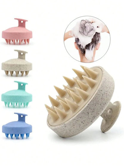 1pc Wheat Straw Shampoo Massage Brush, Silicone Hair Comb, Scalp Massage Cleaning Exfoliating Brush, Gift/Bathroom Accessory/Bath Brush/Holiday Essential/Travel Essential/Valentine's Day/Easter