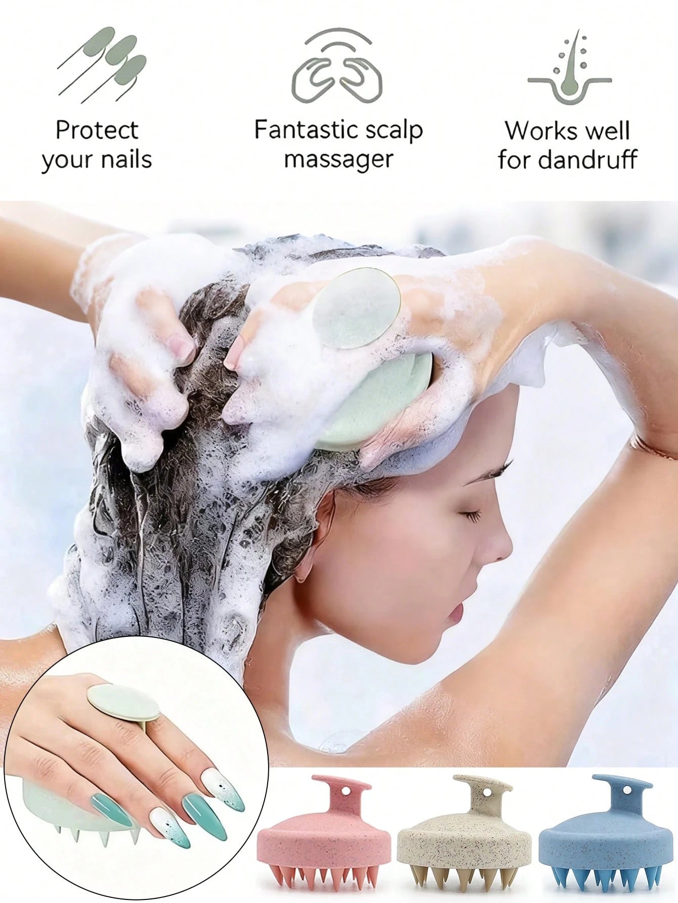 1pc Wheat Straw Shampoo Massage Brush, Silicone Hair Comb, Scalp Massage Cleaning Exfoliating Brush, Gift/Bathroom Accessory/Bath Brush/Holiday Essential/Travel Essential/Valentine's Day/Easter