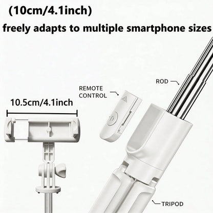 1pc White Cute Selfie Stick- Wireless Remote Control And Built-In Tripod, Remote Control, Phone Holder And Built-In Tripod(1PC), Travel