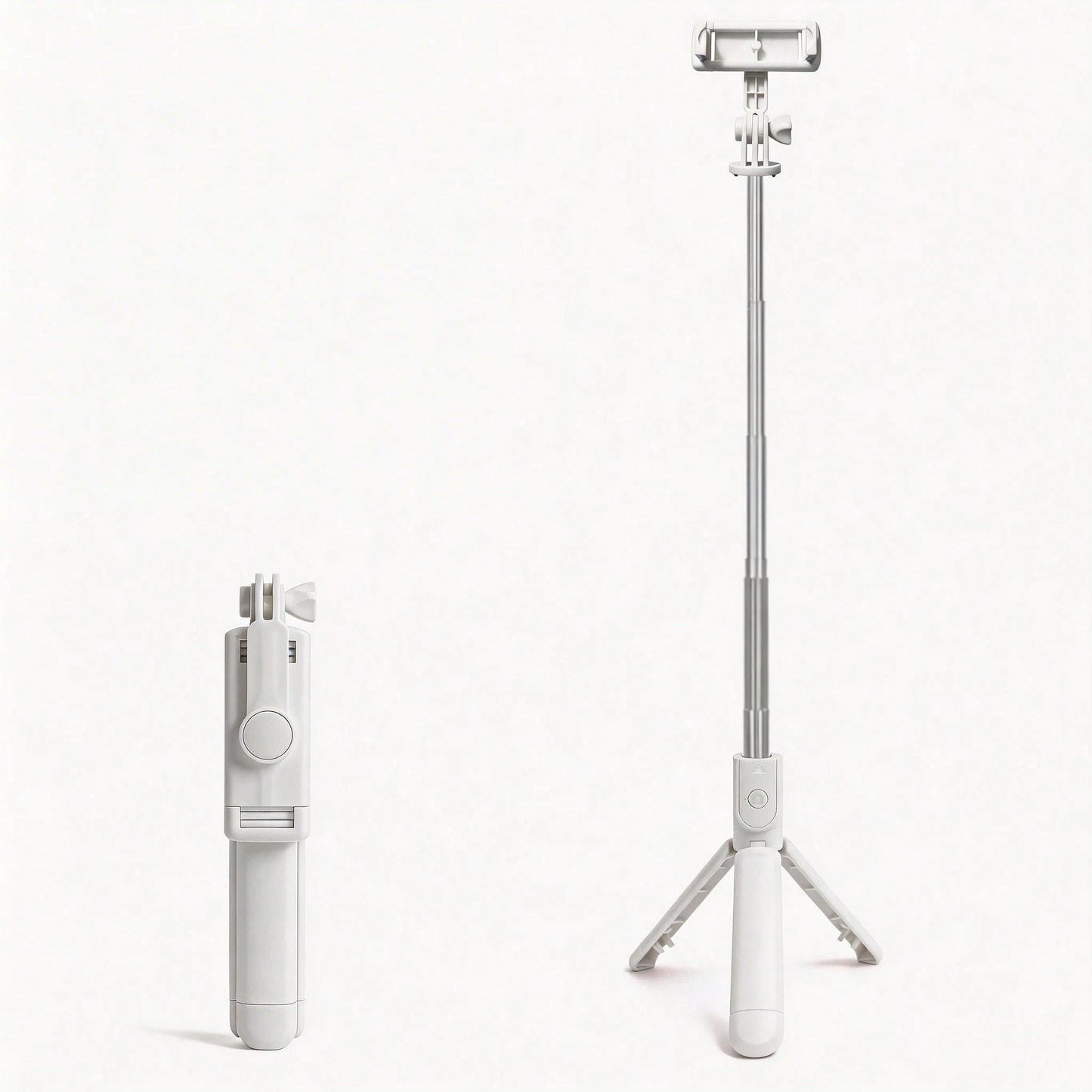 1pc White Cute Selfie Stick- Wireless Remote Control And Built-In Tripod, Remote Control, Phone Holder And Built-In Tripod(1PC), Travel