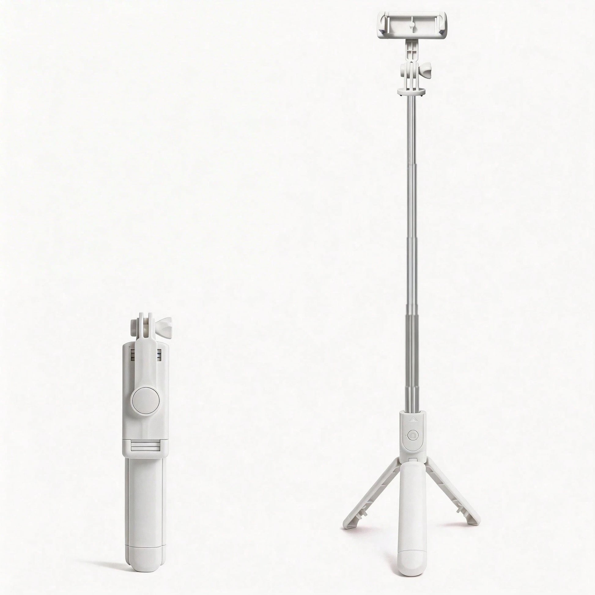 1pc White Cute Selfie Stick- Wireless Remote Control And Built-In Tripod, Remote Control, Phone Holder And Built-In Tripod(1PC), Travel