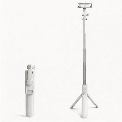 1pc White Cute Selfie Stick- Wireless Remote Control And Built-In Tripod, Remote Control, Phone Holder And Built-In Tripod(1PC), Travel