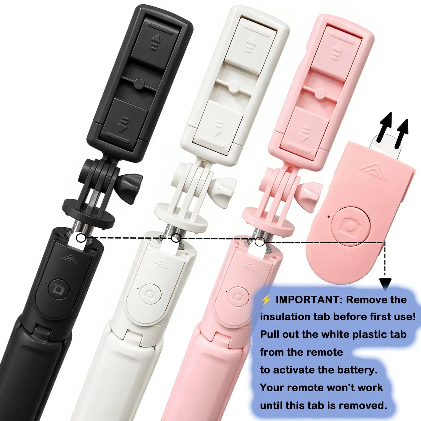 1pc White Cute Selfie Stick- Wireless Remote Control And Built-In Tripod, Remote Control, Phone Holder And Built-In Tripod(1PC), Travel