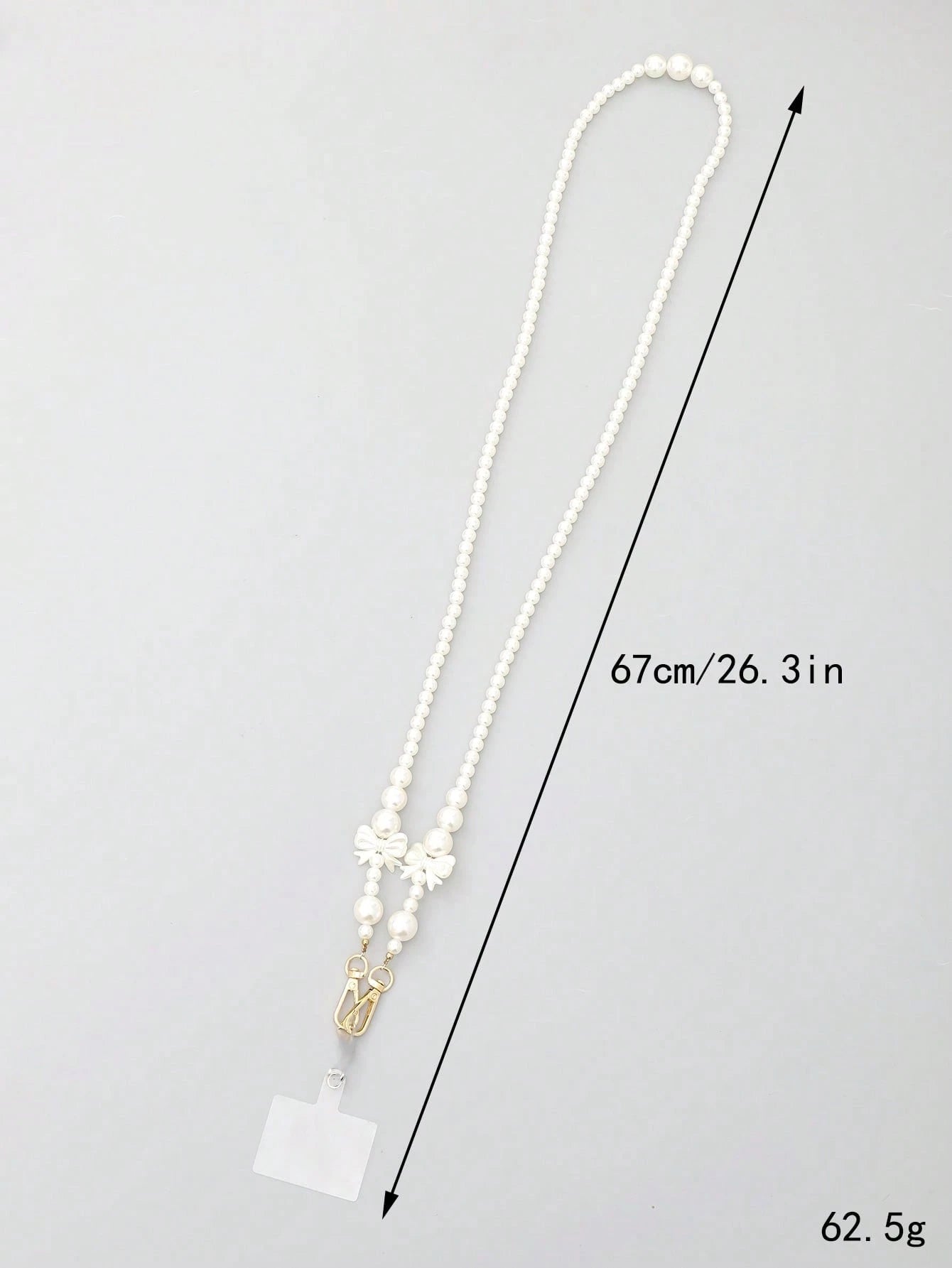 1pc White Pearl Bow Door Buckle Long Crossbody Mobile Phone Lanyard Gifts For Mother, Family, Friends, Birthday, Holiday Phone Charm, Phone Chain