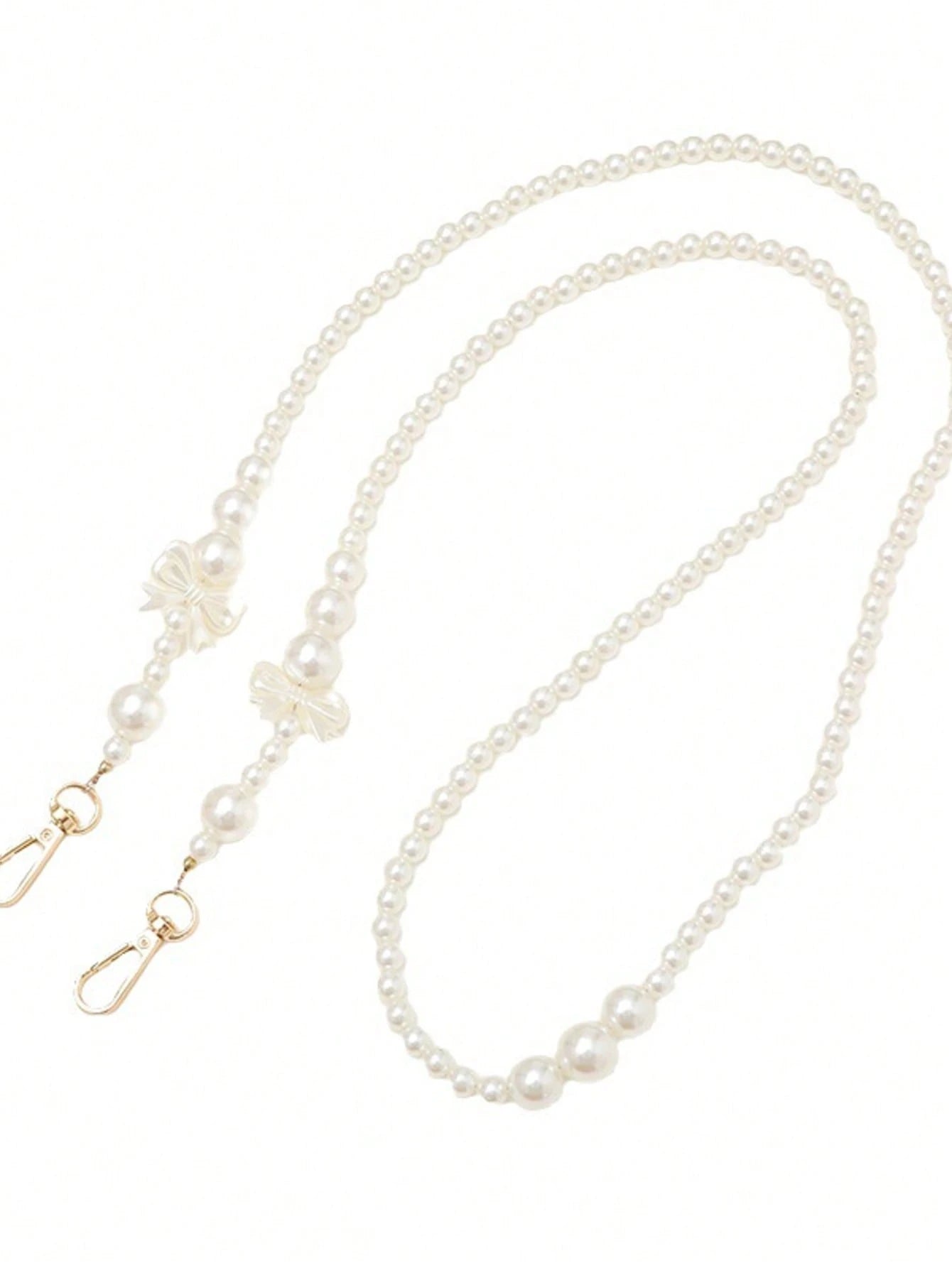 1pc White Pearl Bow Door Buckle Long Crossbody Mobile Phone Lanyard Gifts For Mother, Family, Friends, Birthday, Holiday Phone Charm, Phone Chain
