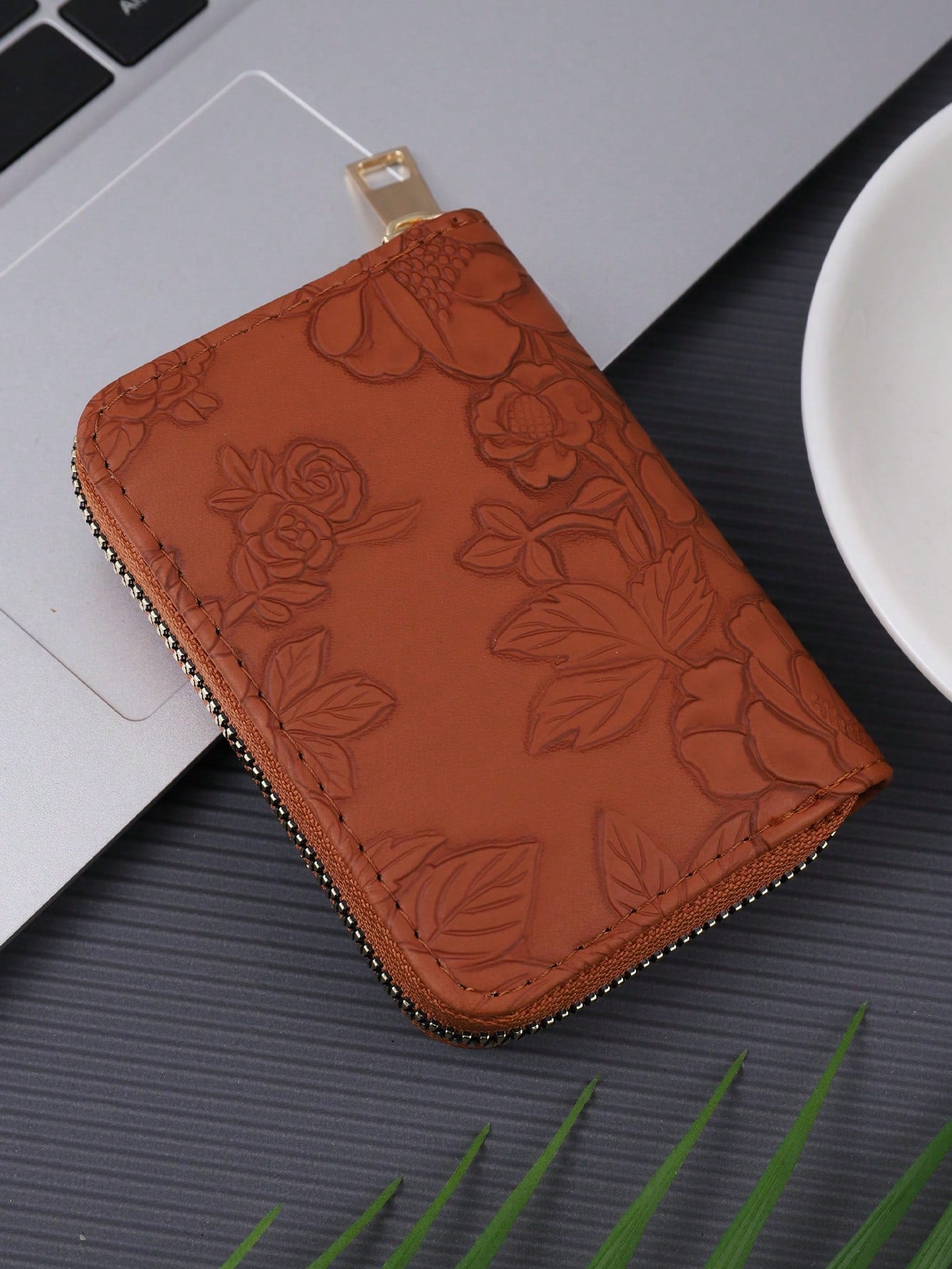 1pc Women's Fashionable & Minimalist Short Wallet Large Capacity With Multiple Card Slots Single Zipper Closure And Printed Design Portable Brown For Women Wallet Purse Wallet Small Wallet