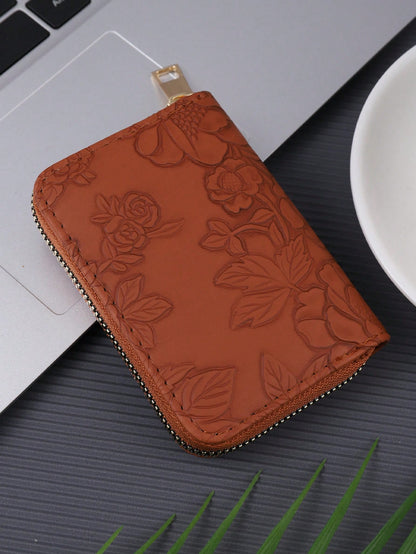 1pc Women's Fashionable & Minimalist Short Wallet Large Capacity With Multiple Card Slots Single Zipper Closure And Printed Design Portable Brown For Women Wallet Purse Wallet Small Wallet