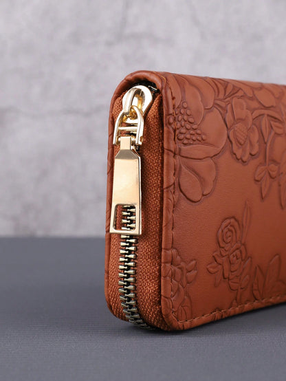 1pc Women's Fashionable & Minimalist Short Wallet Large Capacity With Multiple Card Slots Single Zipper Closure And Printed Design Portable Brown For Women Wallet Purse Wallet Small Wallet