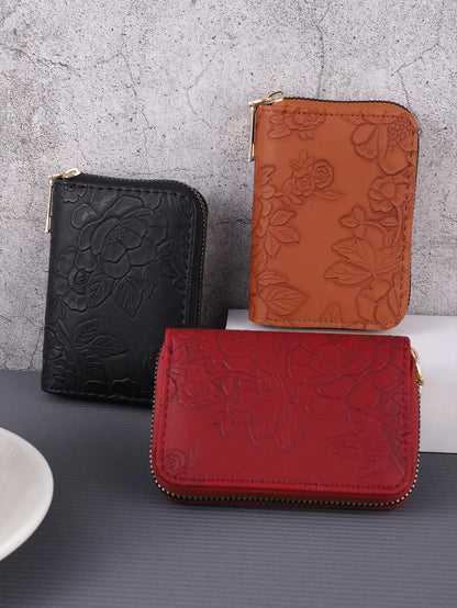 1pc Women's Fashionable & Minimalist Short Wallet Large Capacity With Multiple Card Slots Single Zipper Closure And Printed Design Portable Brown For Women Wallet Purse Wallet Small Wallet