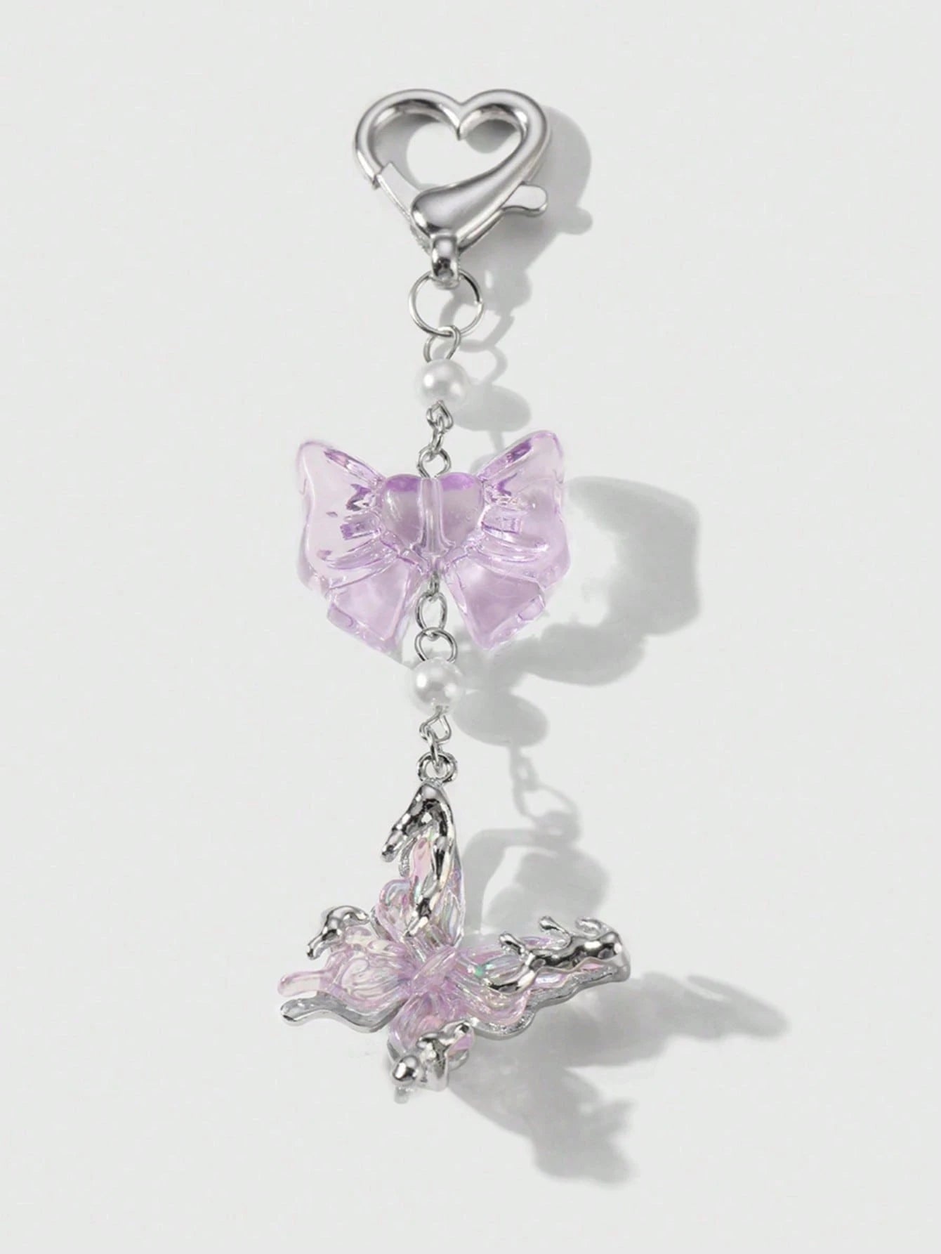 1pc Women's Luxurious Butterfly Keychain With Purple Bow Pendant, Fashionable Bag Charm, High-End Gift