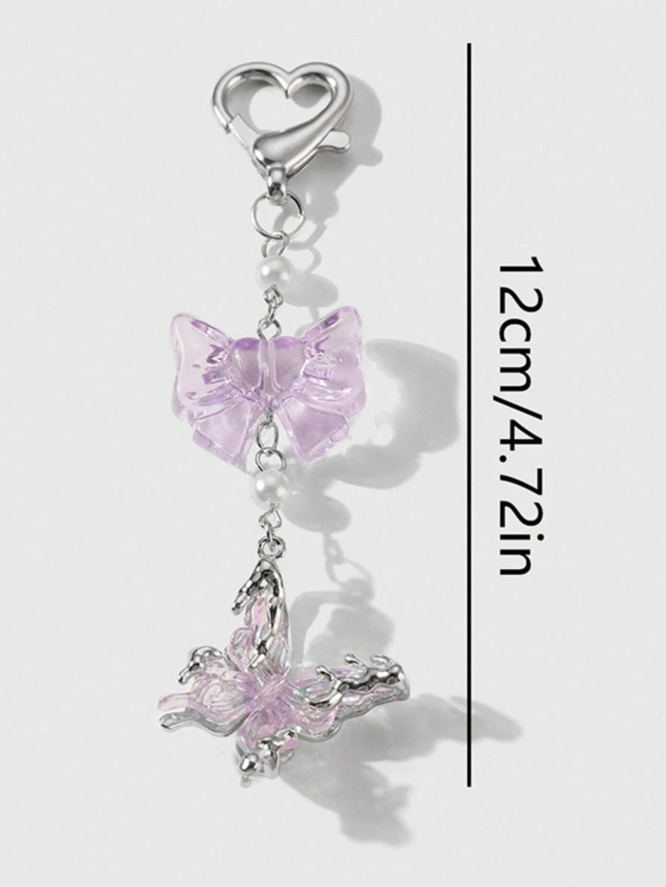 1pc Women's Luxurious Butterfly Keychain With Purple Bow Pendant, Fashionable Bag Charm, High-End Gift