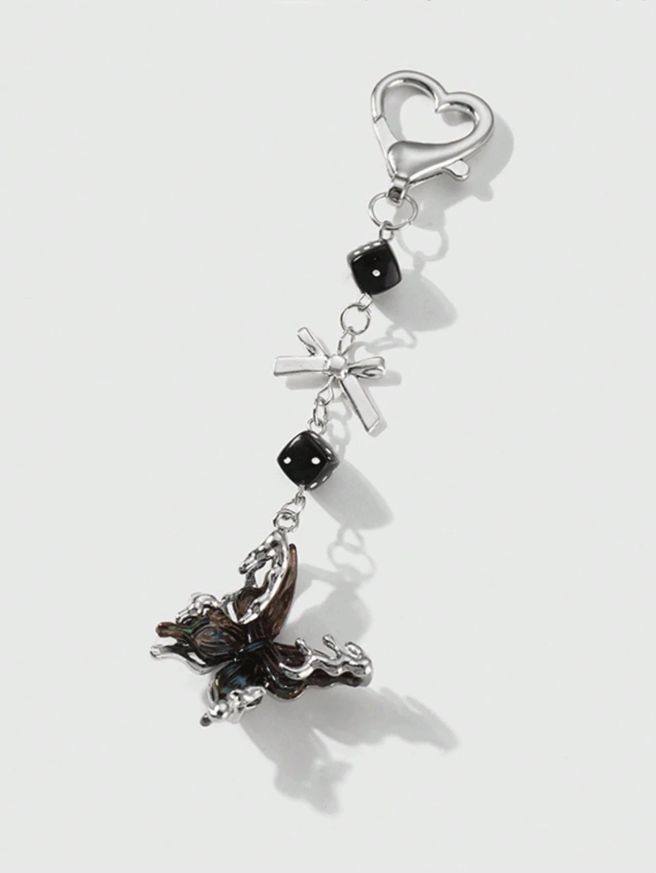 1pc Women's Luxurious Butterfly Keychain With Purple Bow Pendant, Fashionable Bag Charm, High-End Gift