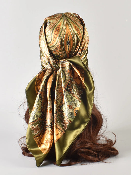 1pc Women's Paisley & Paisley Pattern Jacquard Print Scarf Large Square Shawl Fashion Headscarf For Travel Party Boho Bandana