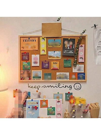 1pc Wooden Soft Cork Board With Solid Wood Frame- Single-Sided Office And Home Memo Board, Wall-Mounted Cork Board For Photos And Notes