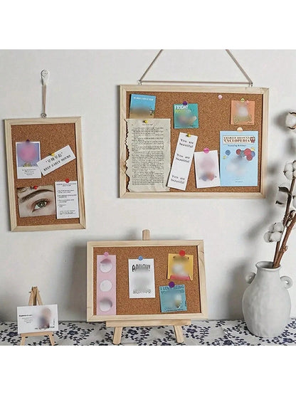 1pc Wooden Soft Cork Board With Solid Wood Frame- Single-Sided Office And Home Memo Board, Wall-Mounted Cork Board For Photos And Notes