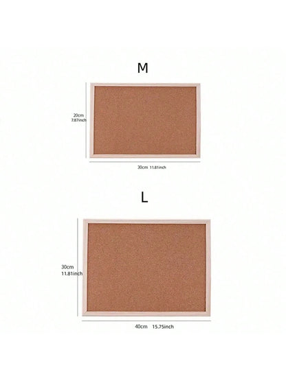 1pc Wooden Soft Cork Board With Solid Wood Frame- Single-Sided Office And Home Memo Board, Wall-Mounted Cork Board For Photos And Notes